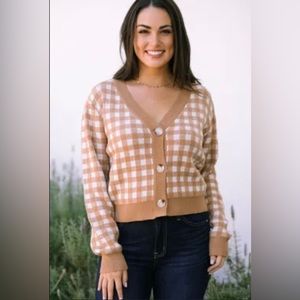 William Rast Women’s Crop Top Checker Cardigan Size M